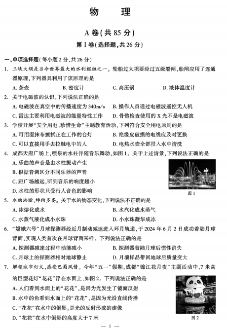 2025年四川省成都市中考物理试题