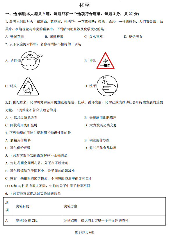 2025年四川省凉山州中考化学真题