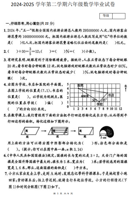 福建省福州市仓山区2024-2025学年六年级下学期期末检测数学试卷 福建省福州市仓山区2024-2025学年六年级下学期期末检测数学试卷