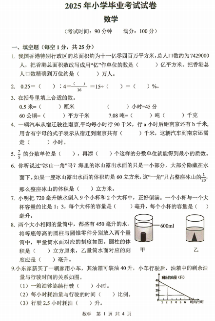 江苏省宿迁市第一实验学校2024-2025学年六年级下学期小升初数学试卷 江苏省宿迁市第一实验学校2024-2025学年六年级下学期小升初数学试卷