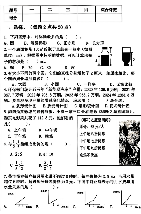 辽宁鞍山市铁西区2025-2026学年六年级下学期数学学业评价 辽宁鞍山市铁西区2025-2026学年六年级下学期数学学业评价